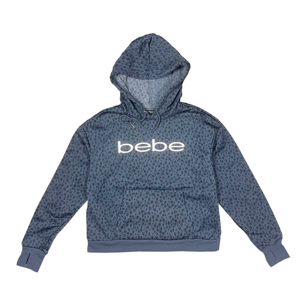 Bebe Women Sport Hoodie Blue Smoke Leppard Various Size New With Tags